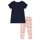 Baby Girls Navy Blue & Pink Floral Leggings Set, 2, hi-res