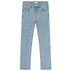 Girls Blue Embellished Jeans, 1, hi-res