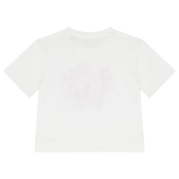 Girls White Logo Sequin T-Shirt