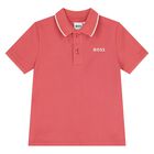 Younger Boys Red Logo Polo Shirt, 4, hi-res
