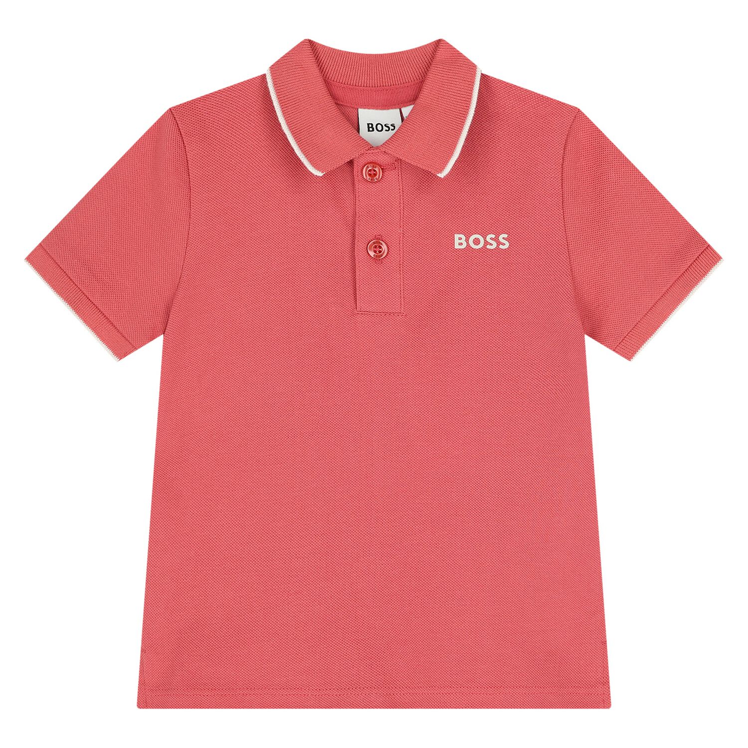 Younger Boys Red Logo Polo Shirt, 4, hi-res