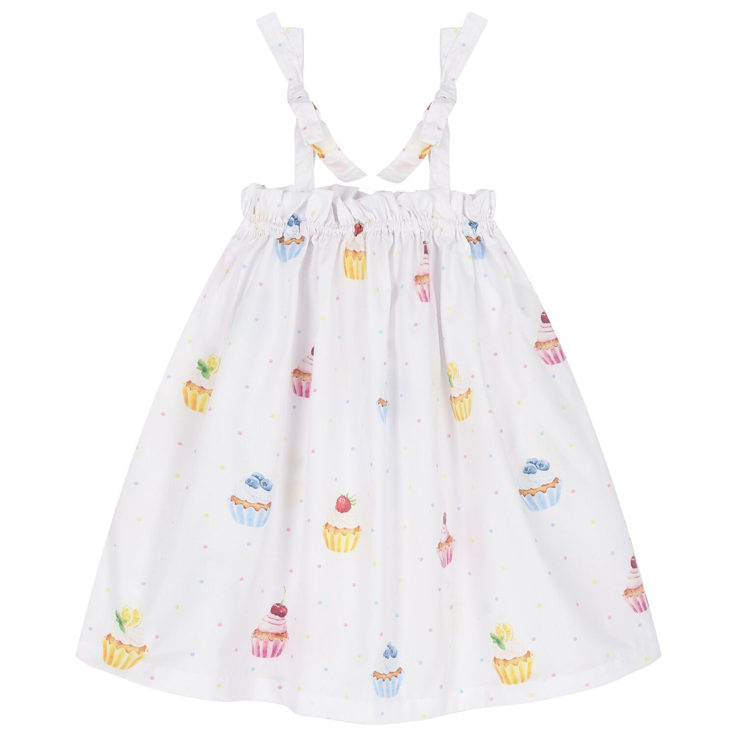 Girls White Cupcakes Beach Dress, 2, hi-res image number null