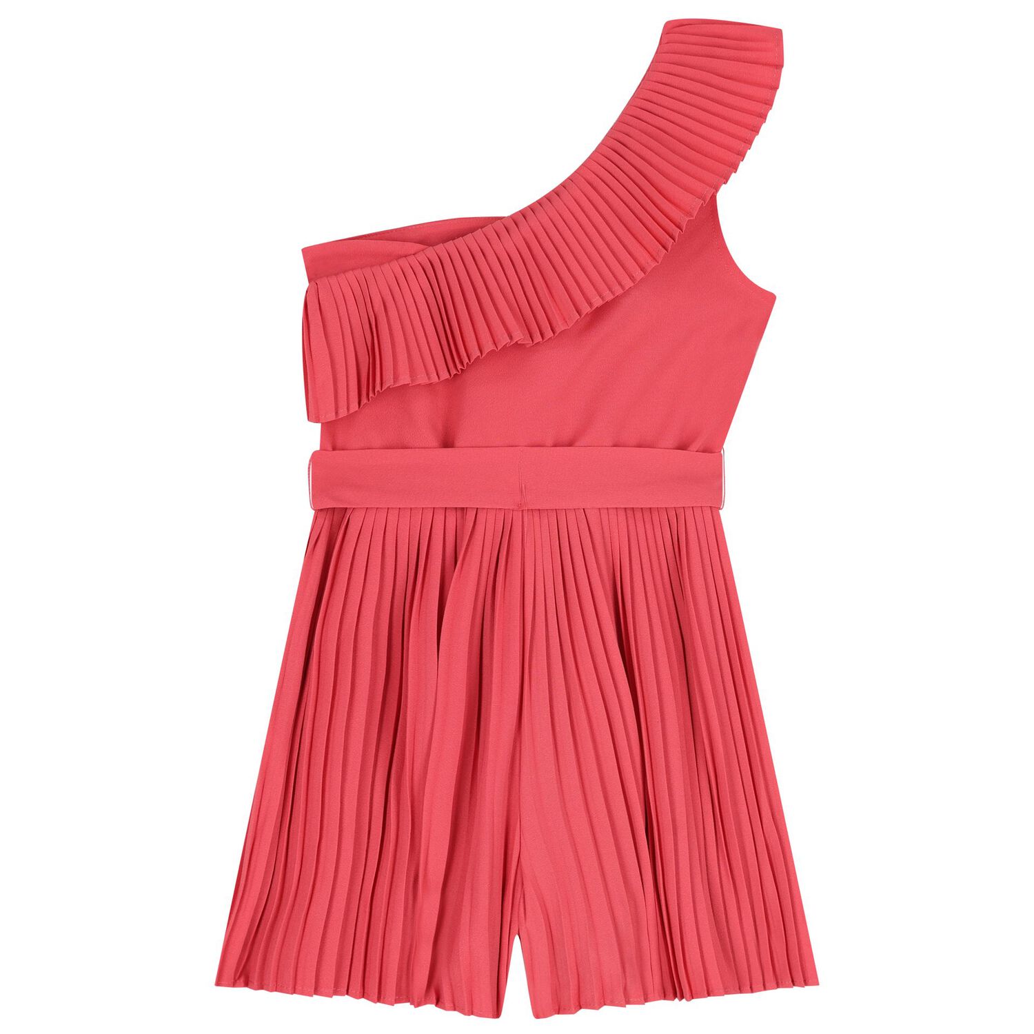 Girls Pink Pleated Playsuit, 1, hi-res