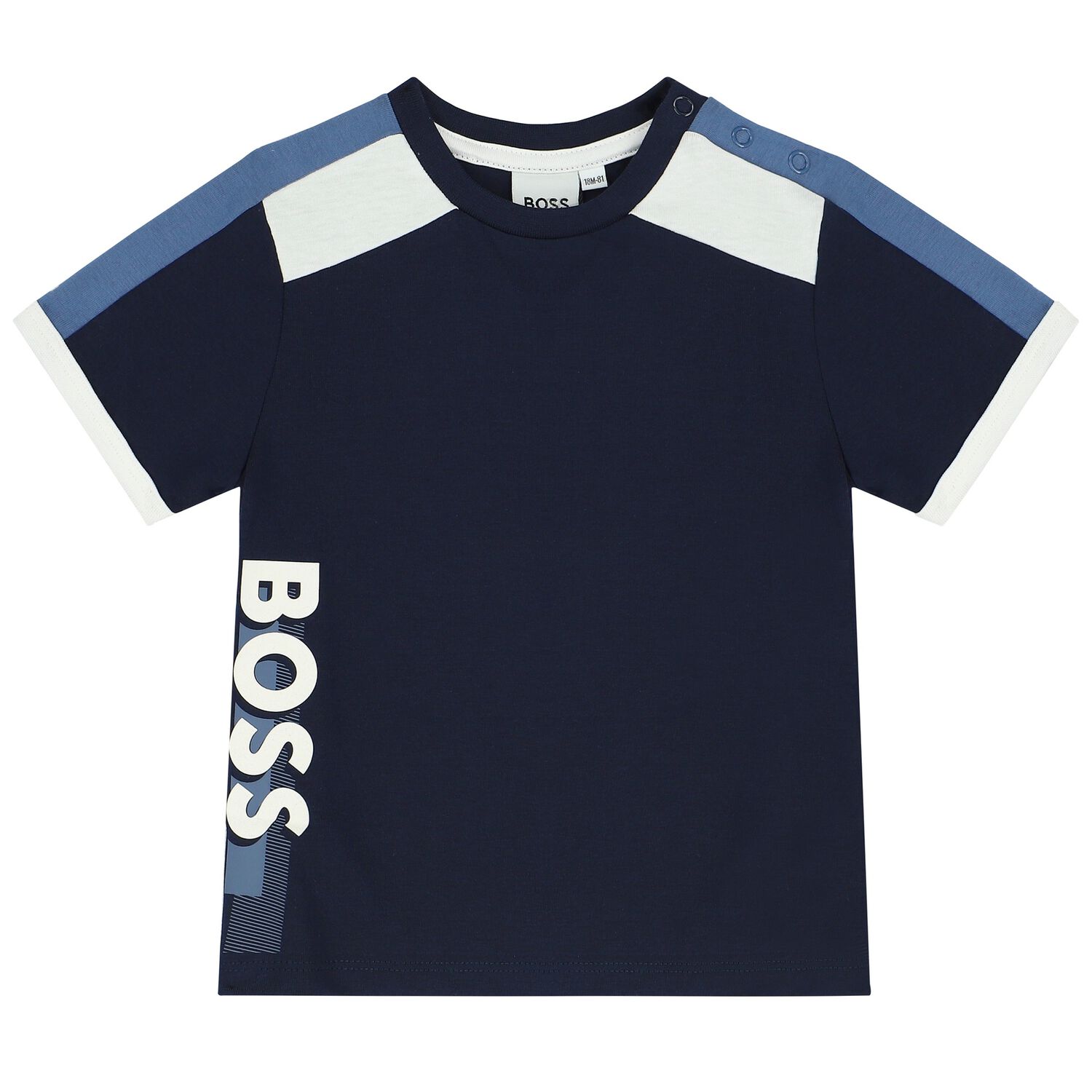 Younger Boys Navy Blue Logo T-Shirt, 1, hi-res