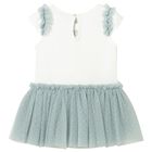 Younger Girls Ivory & Green Dress, 1, hi-res