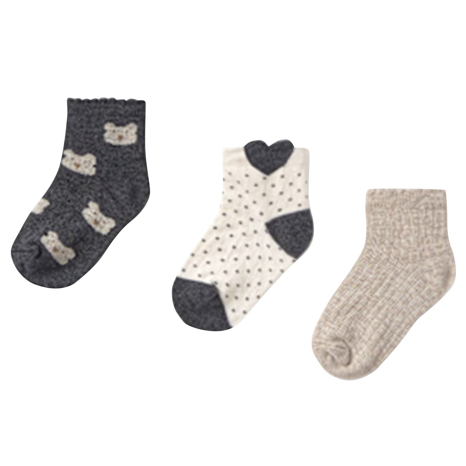 Younger Girls Grey, Ivory & Beige Socks ( 3 Pack ), 1, hi-res