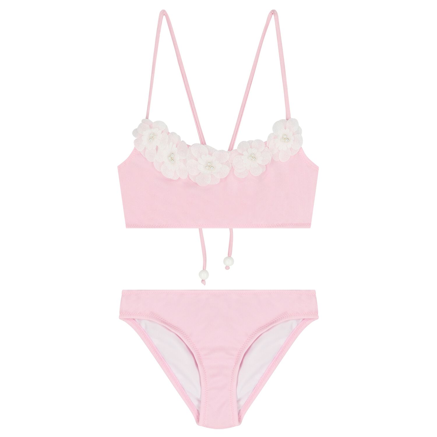 Girls Pink 3D Flowers Bikini, 1, hi-res