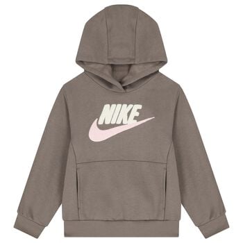 Girls Beige Logo Hooded Top