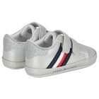 Silver Logo Pre Walker Shoes, 1, hi-res