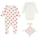 Baby Girls Ivory & Red Heart Babygrow Gift Set, 2, hi-res