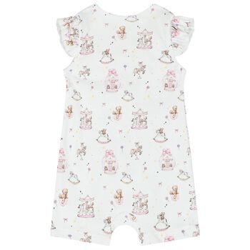 Baby Girls White & Pink Carousel Romper