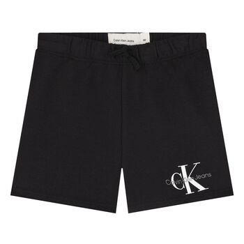 Younger Boys Black Monogram Logo Shorts