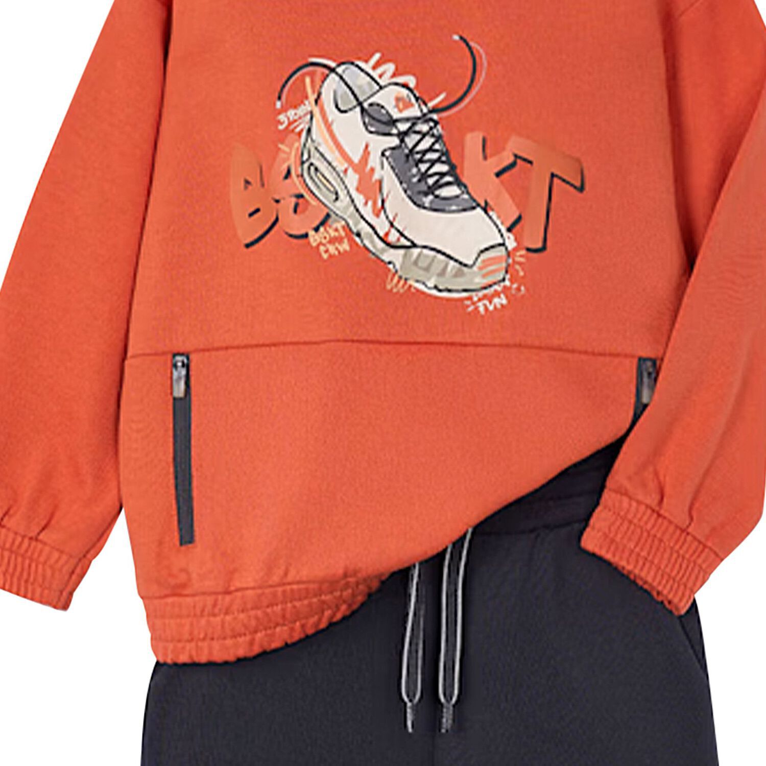 Boys Orange & Grey Tracksuit, 2, hi-res