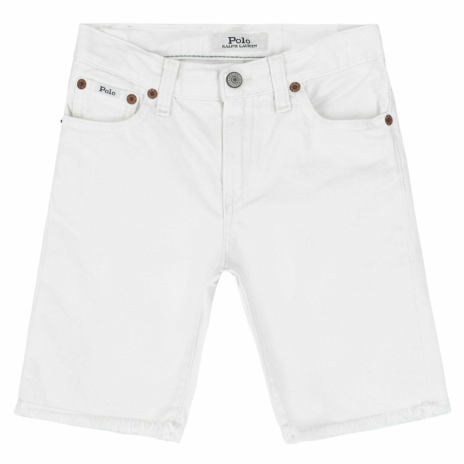 Boys White Denim Shorts, 1, hi-res