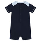 Baby Boys Navy Blue Logo Romper, 2, hi-res