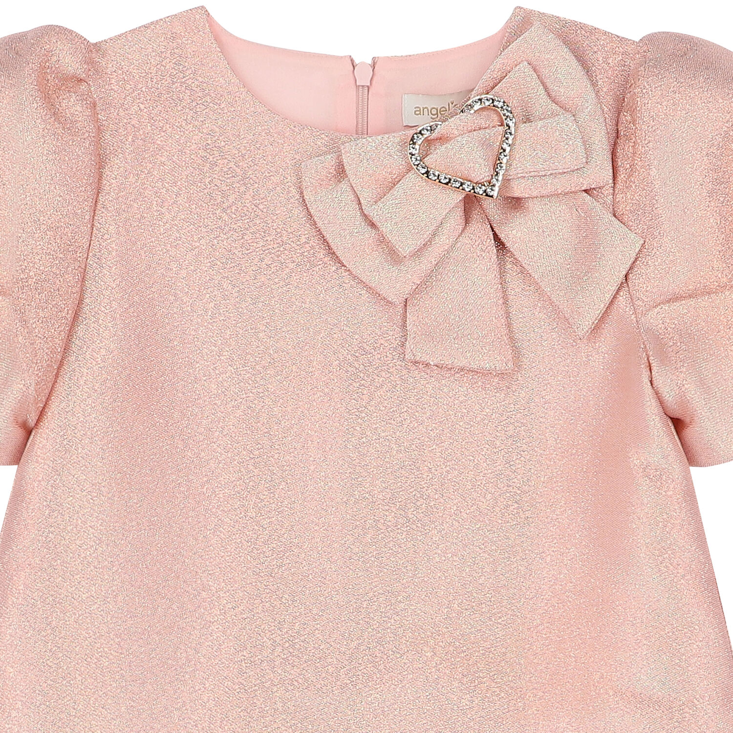 Girls Pink Embellished Bow Dress, 1, hi-res