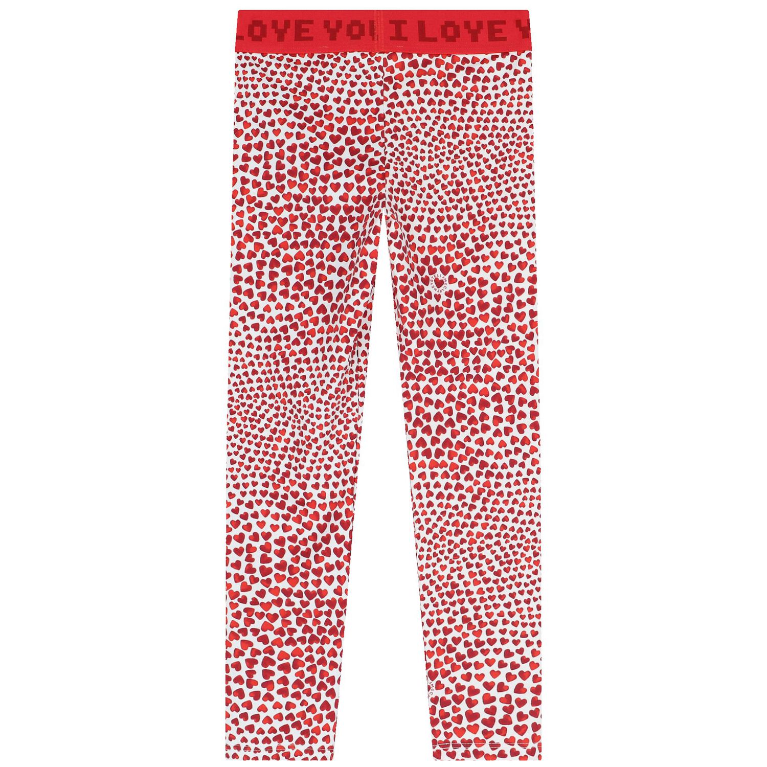 Girls White & Red Hearts Leggings, 1, hi-res image number null
