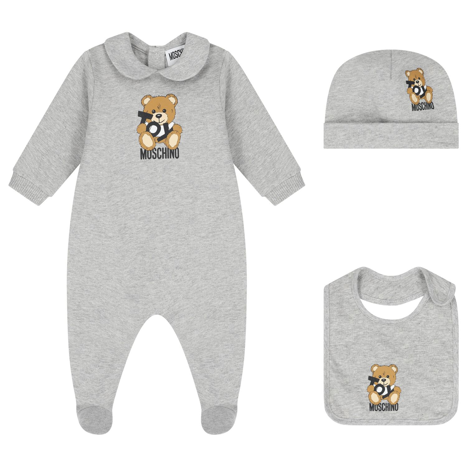 Grey Teddy Bear Logo Babygrow Gift Set, 5, hi-res