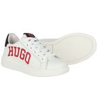 Boys White Logo Trainers, 1, hi-res