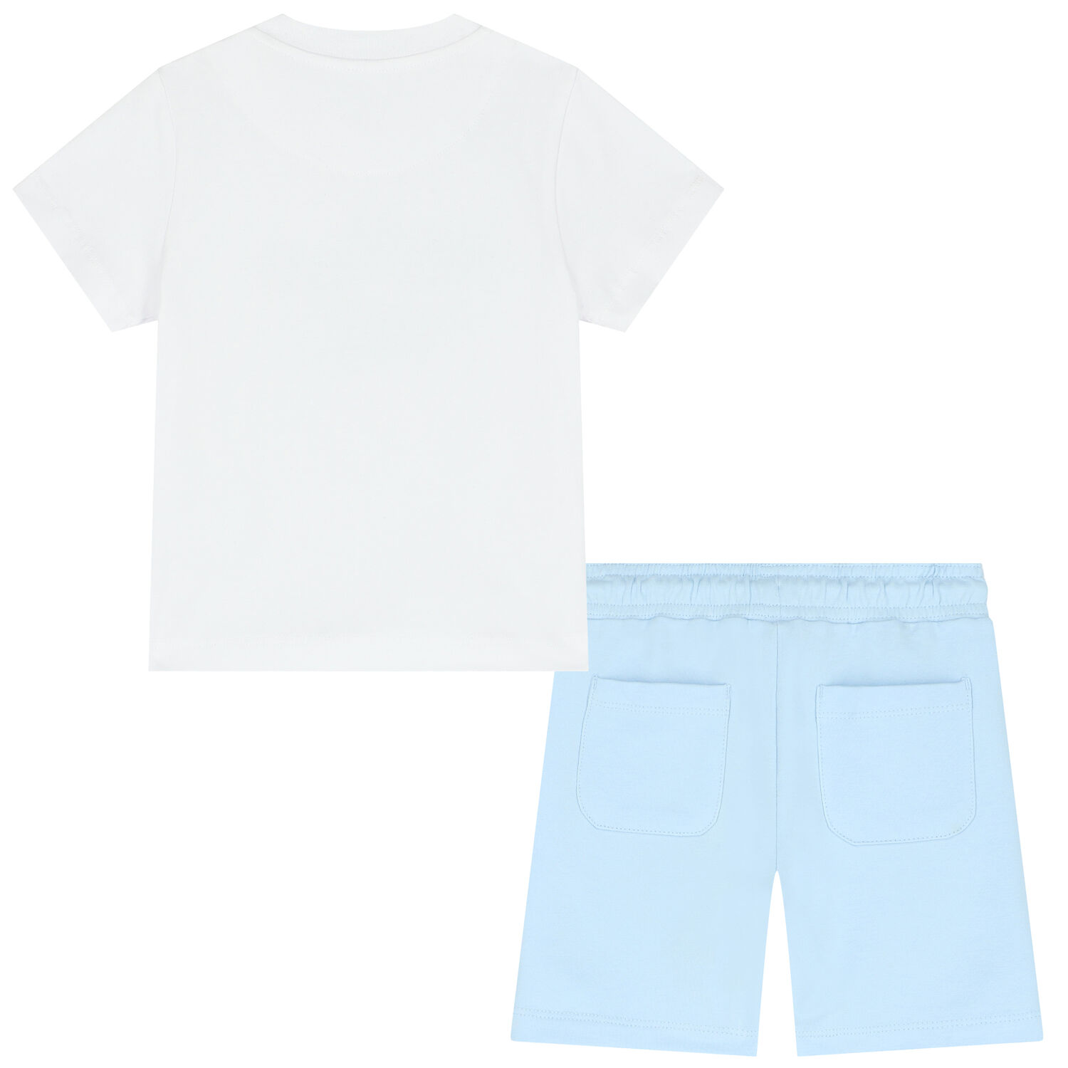 Boys White & Blue Logo Short Set, 1, hi-res