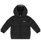 Younger Boys Black Logo Puffer Jacket, 1, hi-res