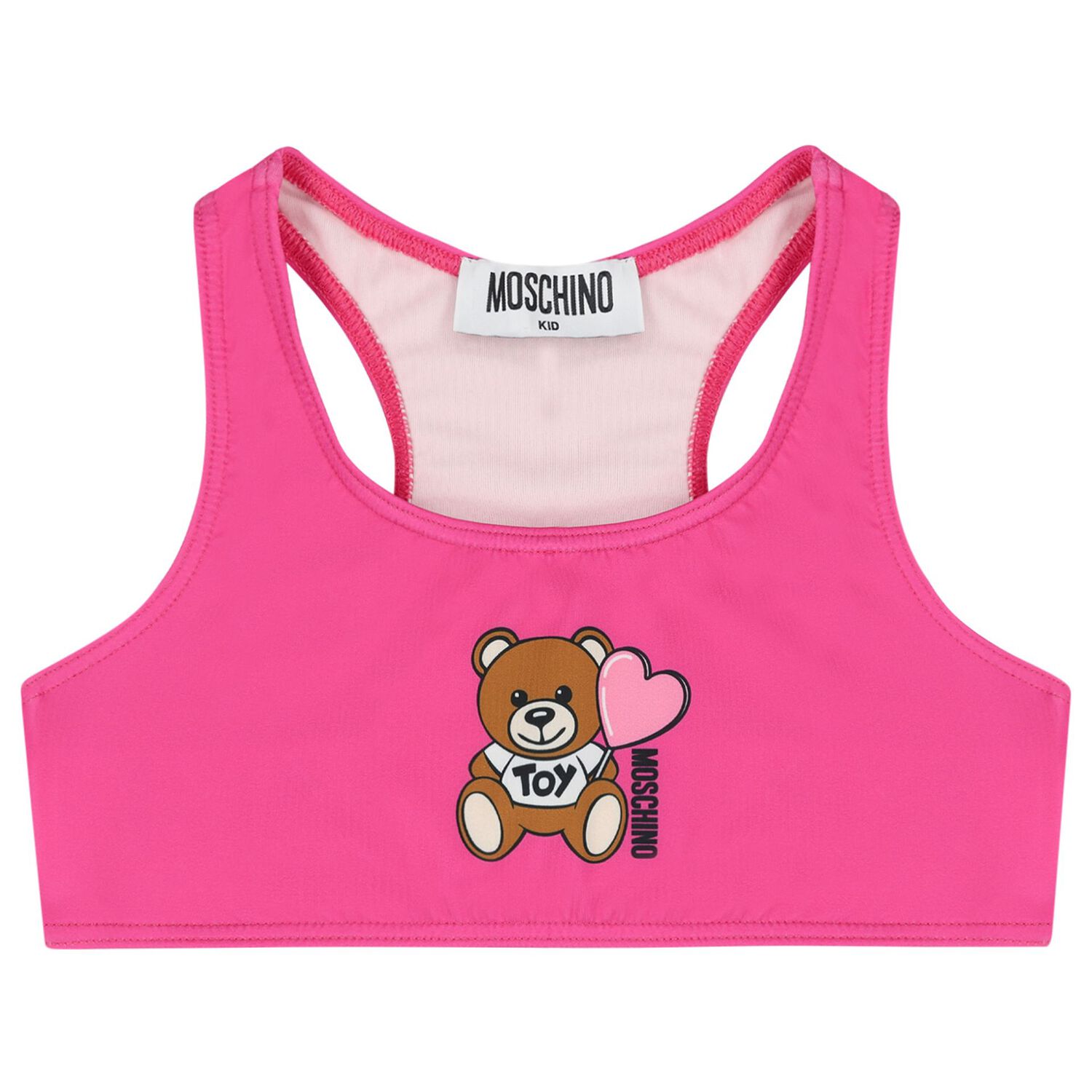 Girls Pink Teddy Bear Logo Bikini, 1, hi-res image number null
