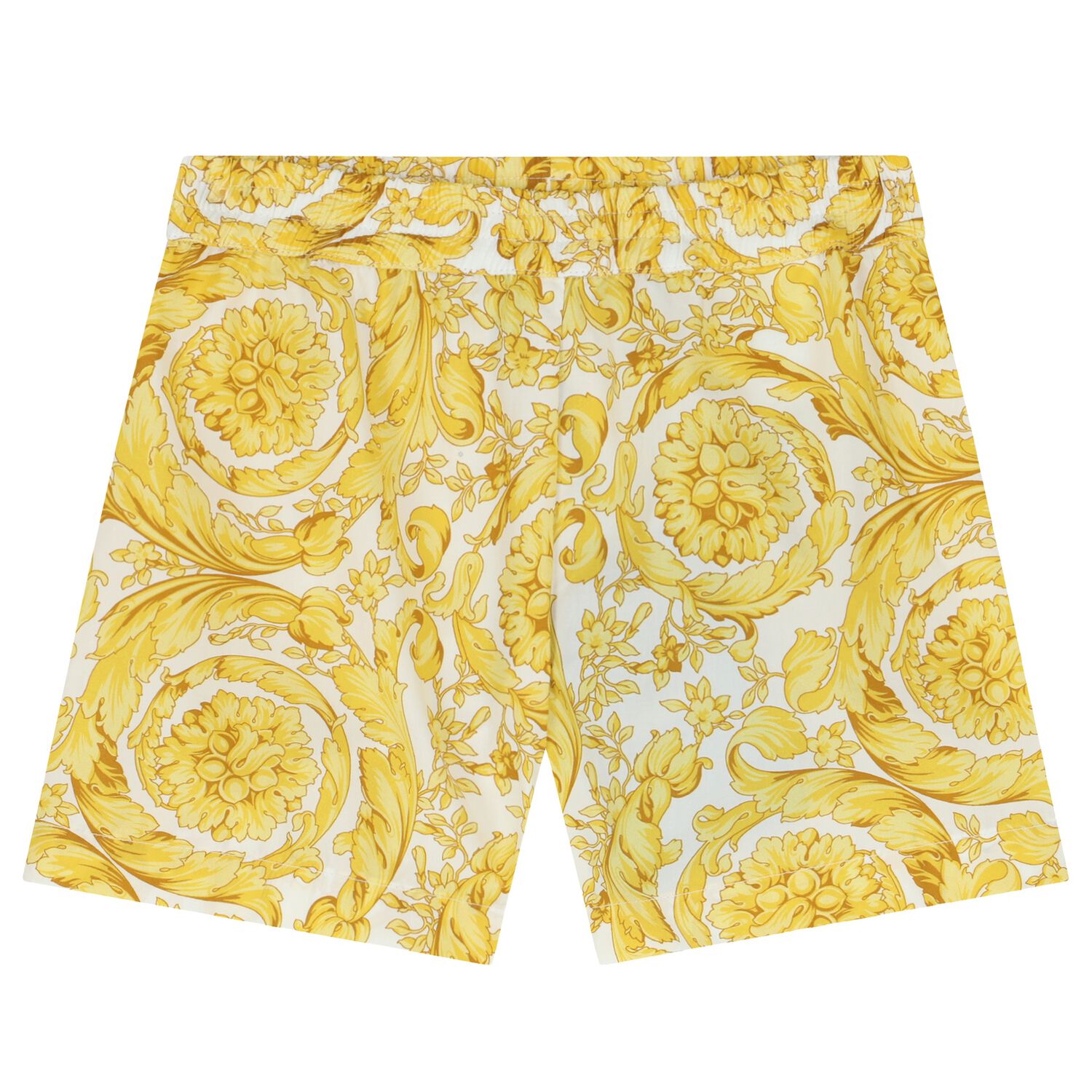 Younger Boys White & Gold Barocco Shorts, 1, hi-res image number null