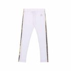 Girls White & Gold Logo Leggings, 1, hi-res