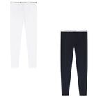 Girls White & Navy Blue Cotton Leggings ( 2-Pack ), 1, hi-res