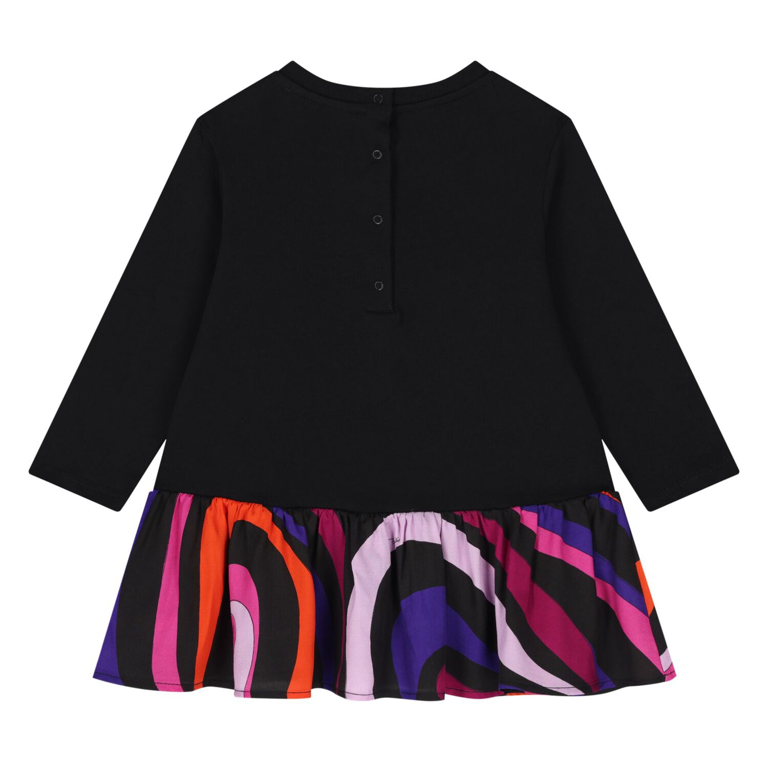 Younger Girls Black Vortice Dress, 2, hi-res
