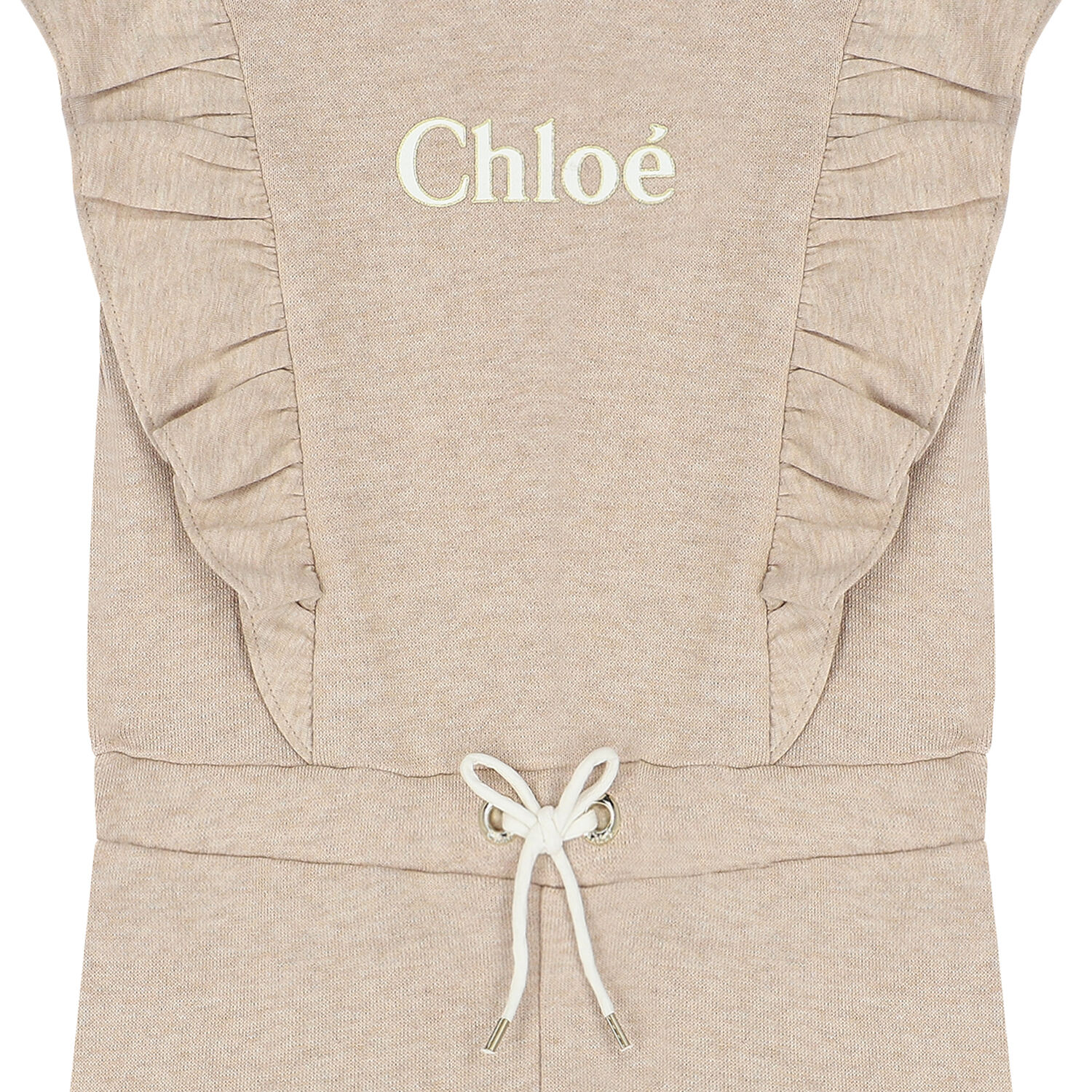 Younger Girls Beige Logo Playsuit, 1, hi-res