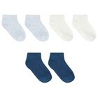 Baby Boys Blue & Ivory Socks (3 Pack), 1, hi-res