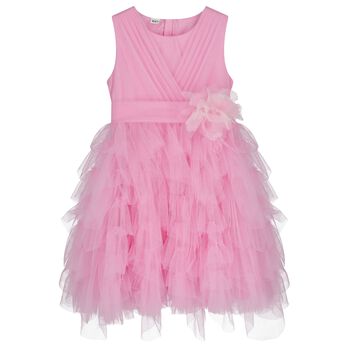 Girls Pink Flower Tulle Dress