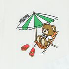 White Teddy Bear Logo Romper, 1, hi-res