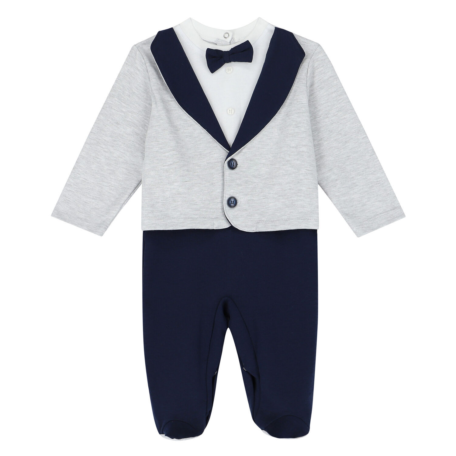 Baby Boys Grey & Navy Babygrow Set, 2, hi-res image number null