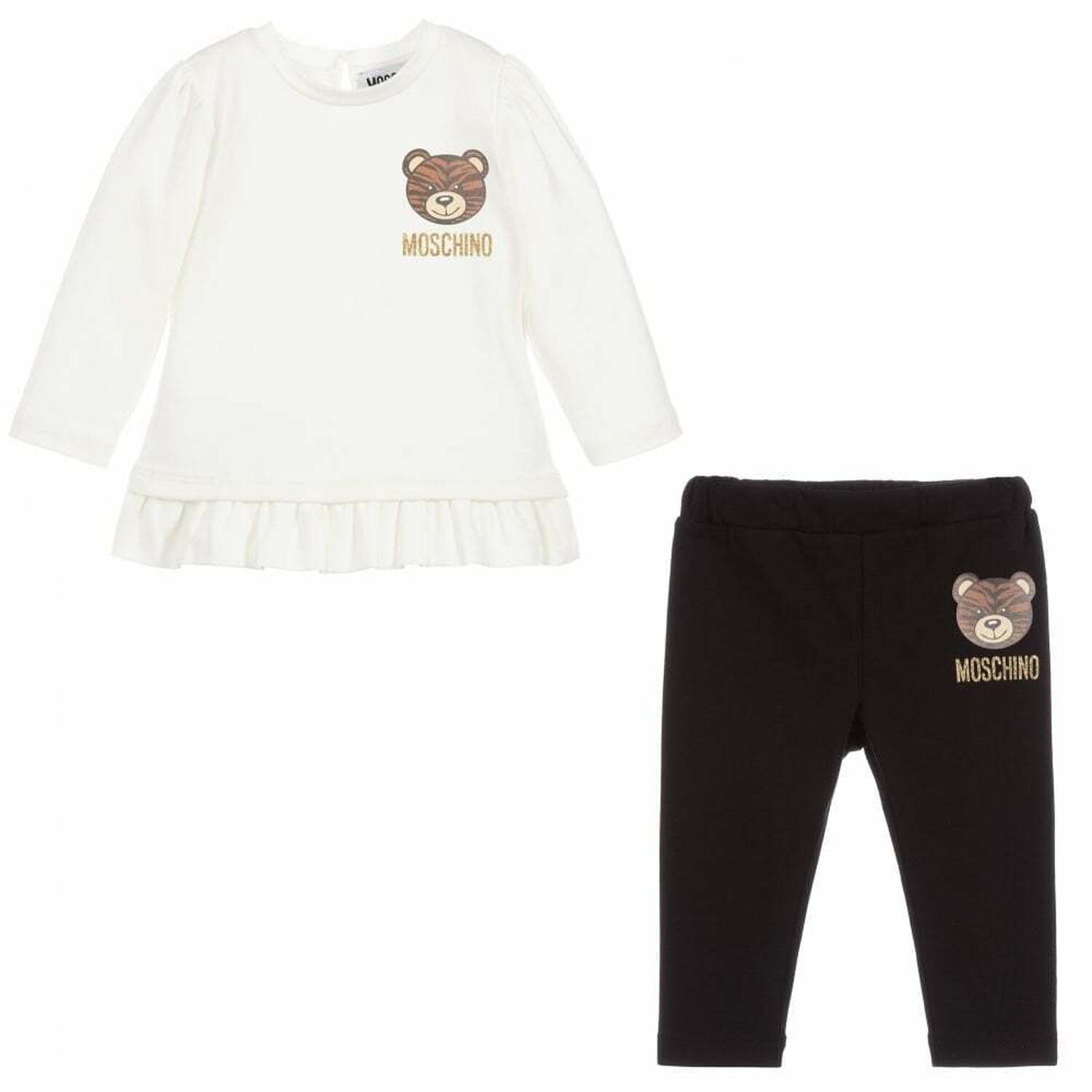 Girls Ivory & Black Leggings Set, 1, hi-res