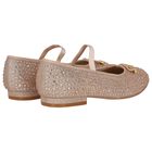 Girls Rose Gold Bow Shoes, 1, hi-res