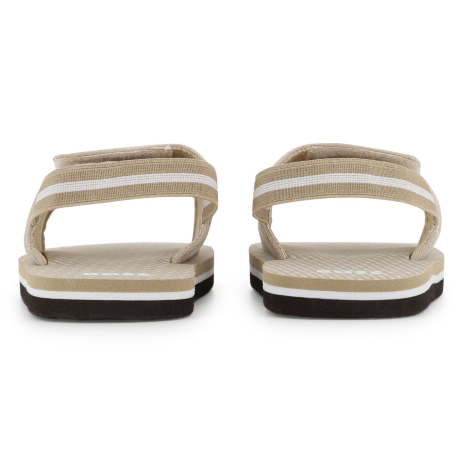 Boys Beige & Black Logo Sandals, 1, hi-res