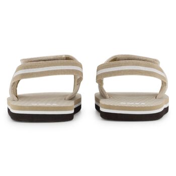 Boys Beige & Black Logo Sandals