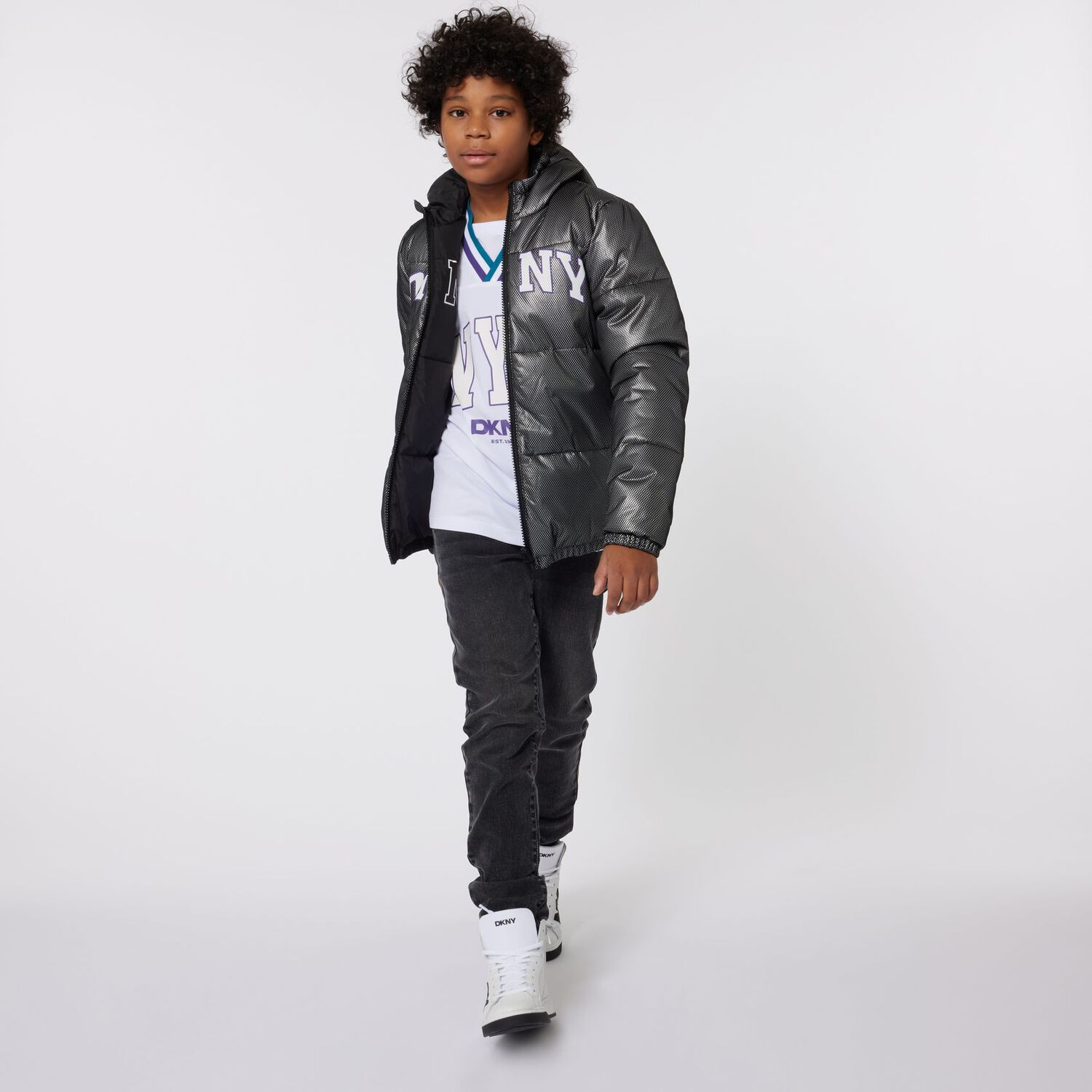 Black Logo Reversible Puffer Jacket, 1, hi-res image number null