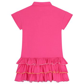 Girls Pink Flower Polo Dress
