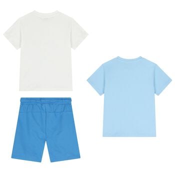 Boys White & Blue Shorts Set
