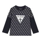 Baby Boys Navy Blue Logo Trouser Set, 2, hi-res