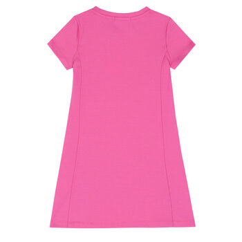 Girls Bright Pink Logo Dress