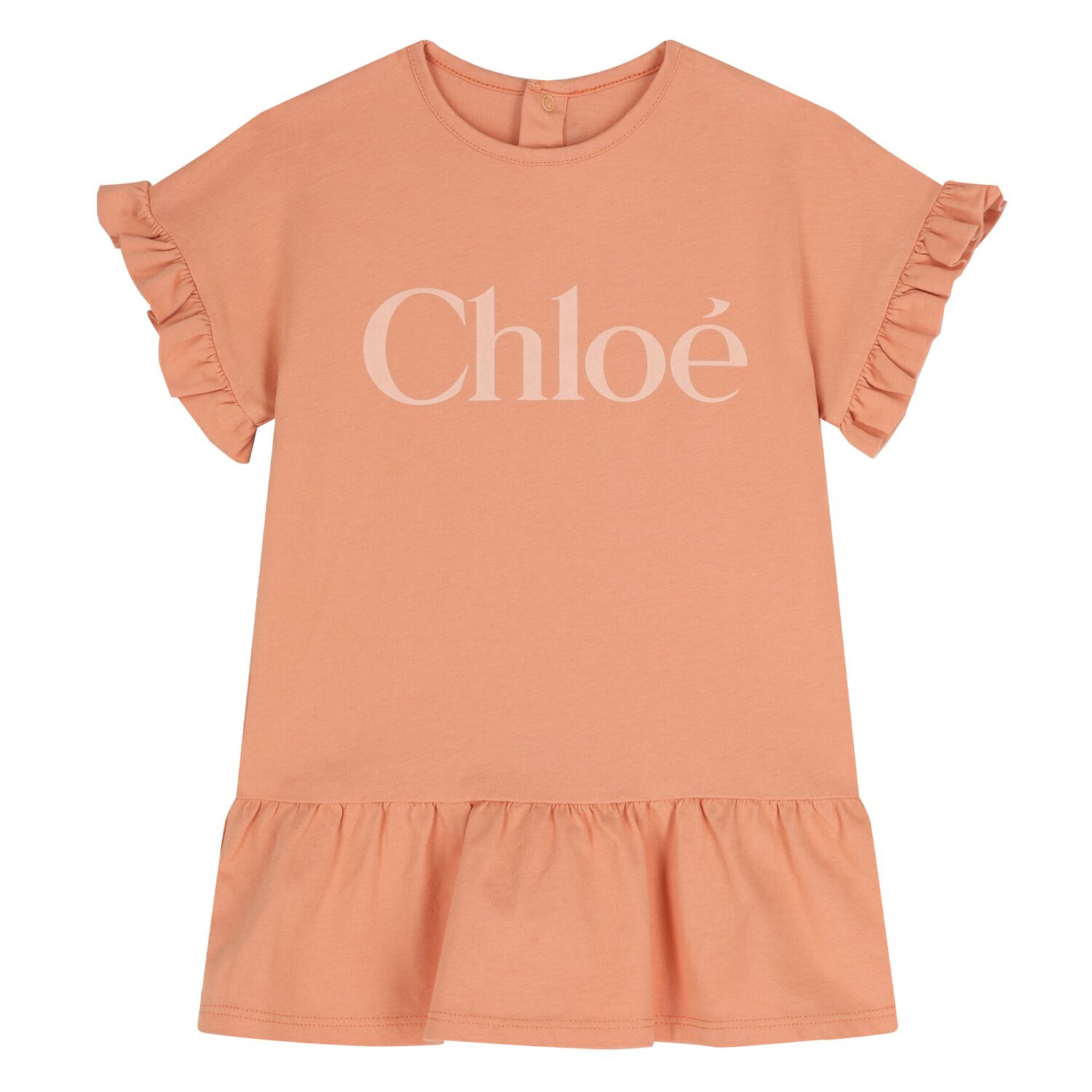Younger Girls Orange Logo Ruffle Dress, 1, hi-res
