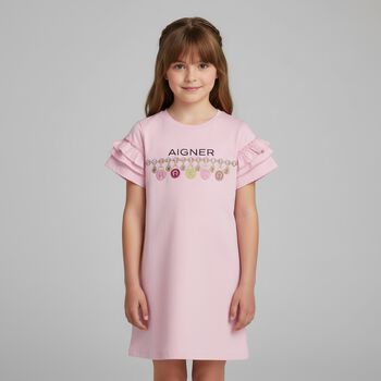 Girls Pink Logo Dress