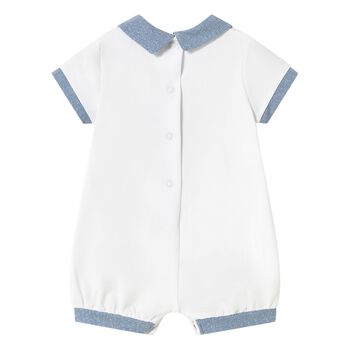 Baby Boys White & Blue Romper