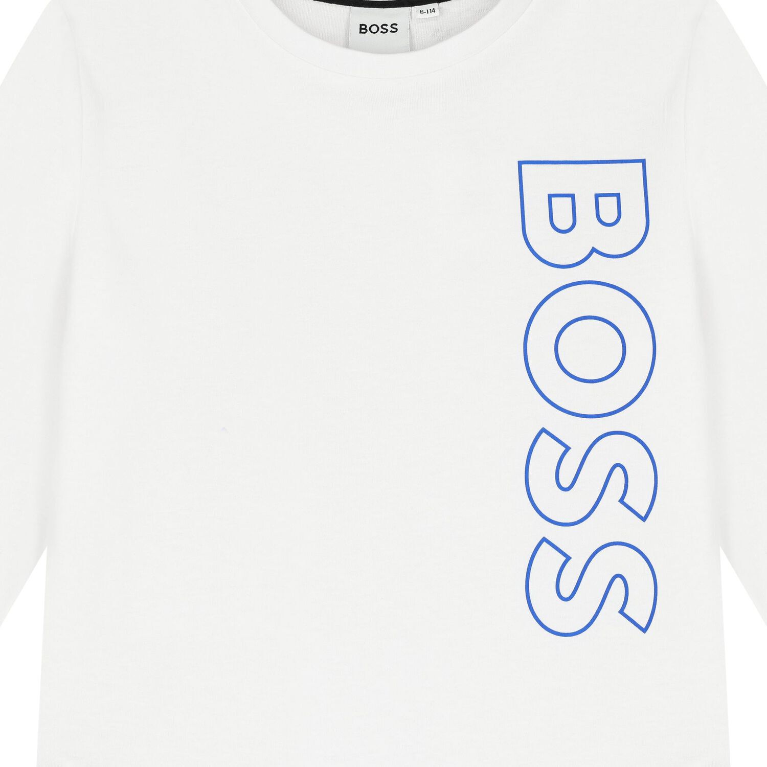 Boys White Logo Long Sleeve Top, 1, hi-res
