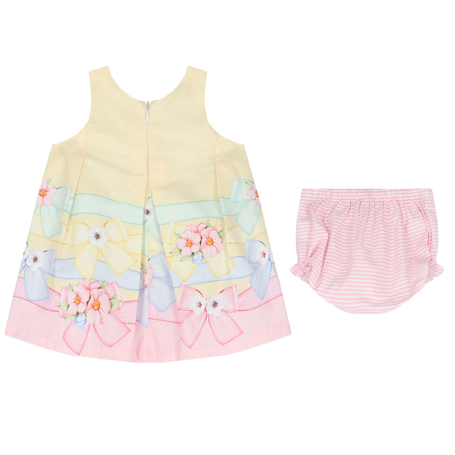 Younger Girls Yellow Floral & Bow Dress Set, 1, hi-res