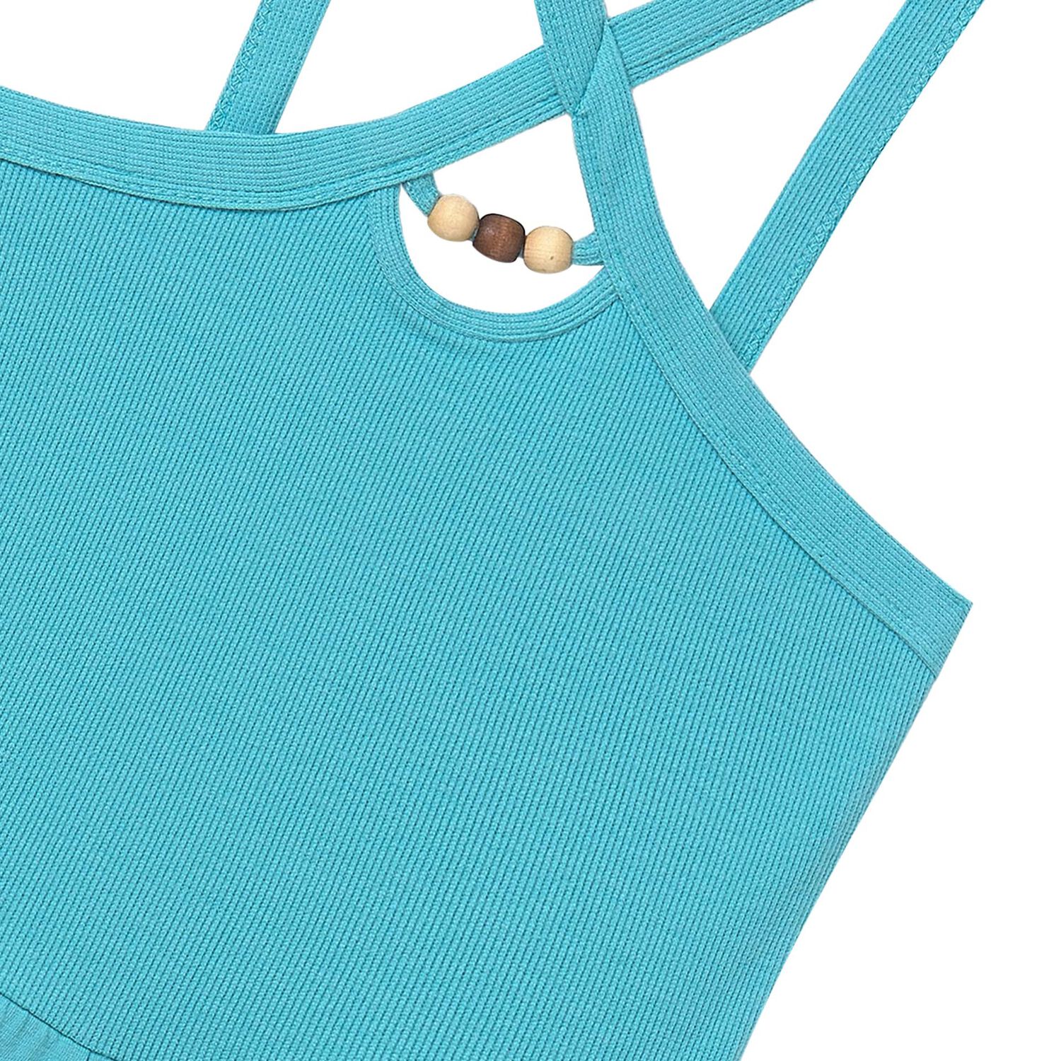 Girls Blue Criss Cross Strap Playsuit, 1, hi-res image number null